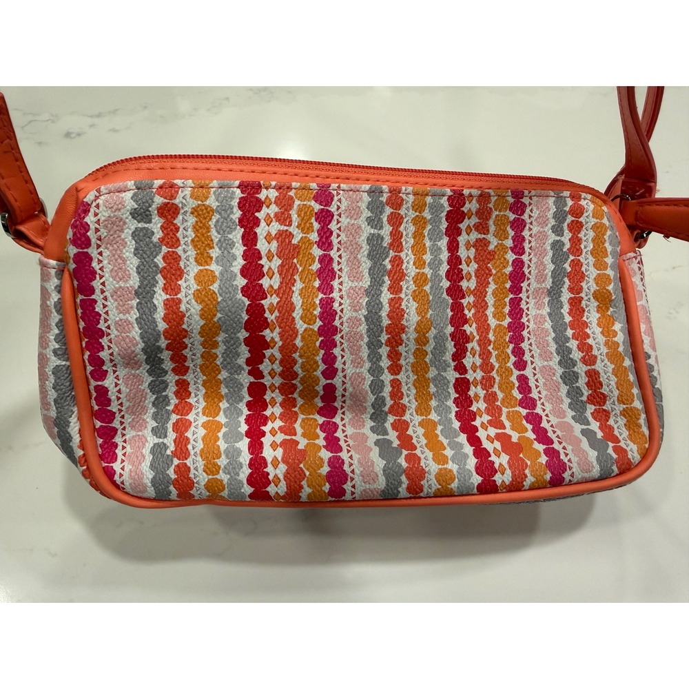 Vera Bradley Multi Color Striped Crossbody Bag Coral Pink Orange Grey Small - Picture 5 of 6
